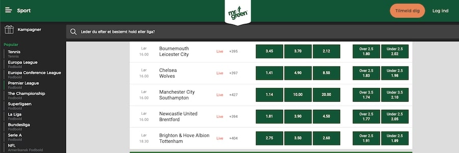 Mr green odds